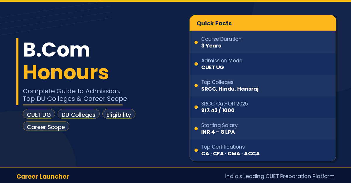 B.Com Honours 2026: Admission, DU Colleges, CUET Cut-Off & Scope